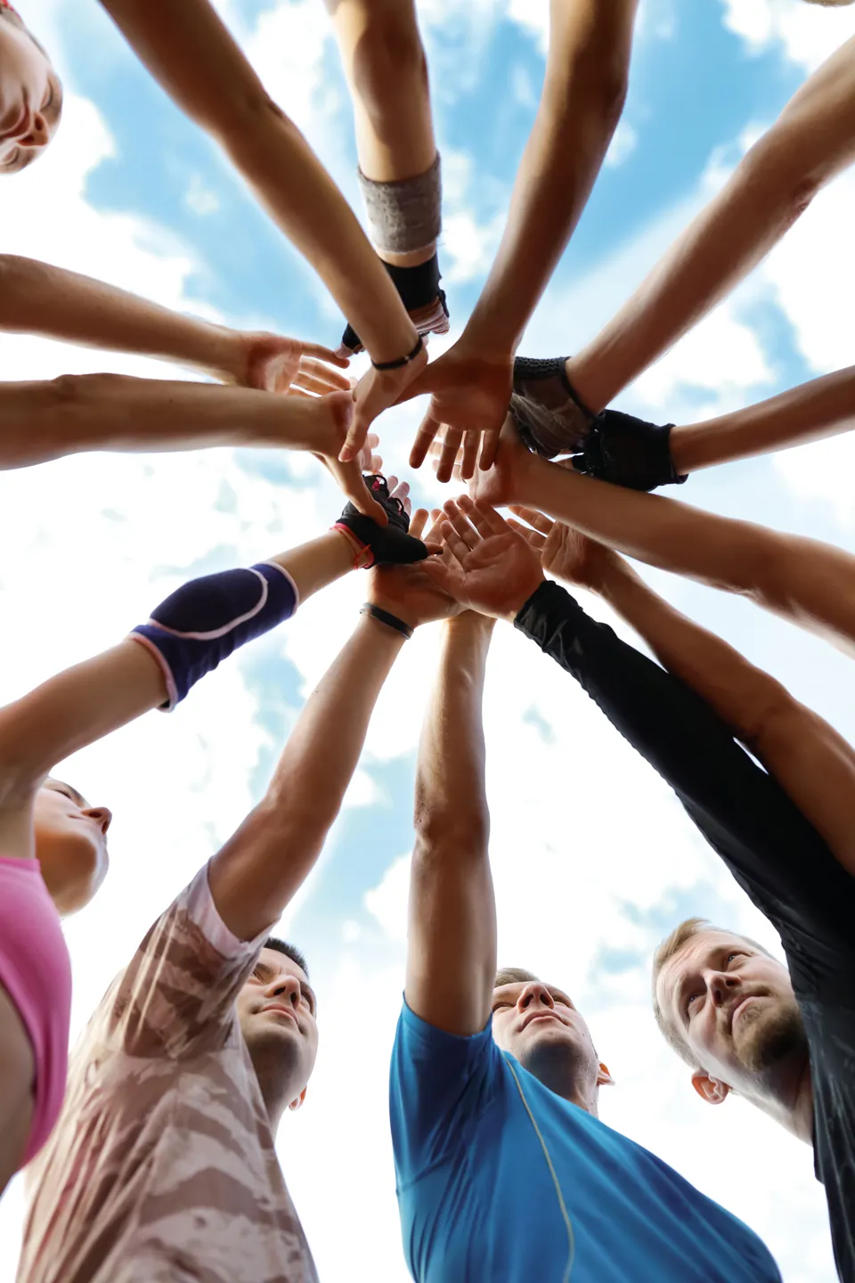 Team Sport Hands Up Cheerful Smiling Happy Exercise Together Lifestyle Friends Love Relationship Unity People Fan Hands Winners (1)